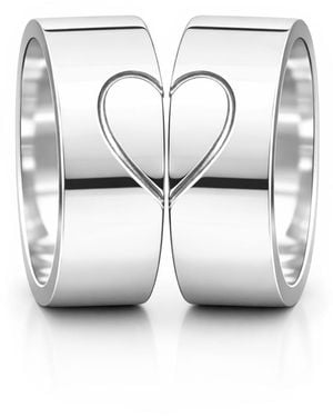 Unaloe Couple Heart Band Rings - White