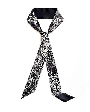 Jessie Zhao New York Silk Skinny Scarf Of Garden - Black