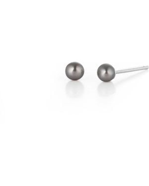 Nellou Jewellery Tiny Button Stud Pearl Earrings - Metallic