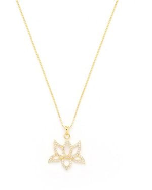 Seven Saints Illuminate Lotus Necklace, Topaz Pave, Over Sterling - Metallic