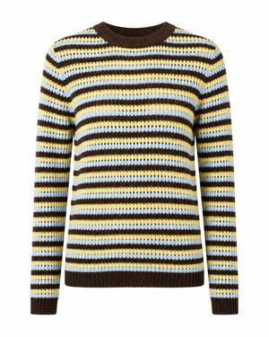Mind Traveler Open-Knit Striped Jumper - Green
