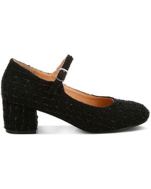 Rag & Co Antara Tweed Mary Jane Sandals - Black