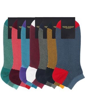 Peper Harow - Made in England Trainer Socks Bundle – Seven Pairs Lux Taylor - Blue