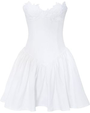 Miss Circle New York Sacha Lace Drop Waist Corset Puffy Mini Dress - White