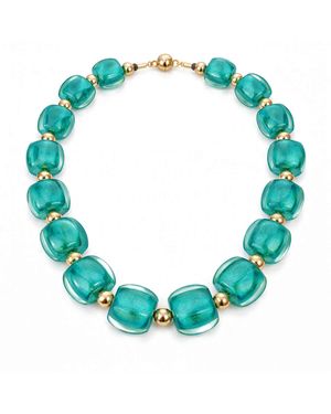 Gold & Honey Beaded Lucite Necklace For After Hours - Blue