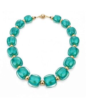 Gold & Honey Beaded Lucite Necklace For After Hours - Blue