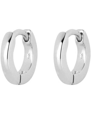 Zohreh Teeny Wide Huggie Hoop Earring Pair Sterling - Metallic