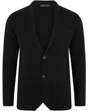 Paul James Knitwear Lightweight Cotton Corneliuss Formal Knitted Blazer - Black