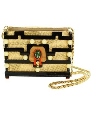 Gissa Bicalho Neutrals Acrylic Handmade Bag Clutch Marajo - Metallic