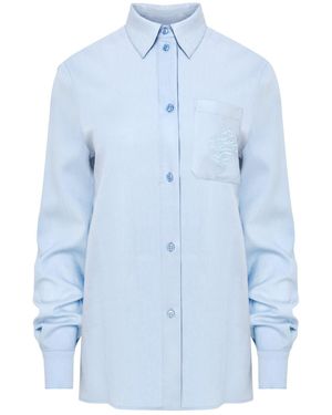 Mandragora Classic Linen-Viscose Shirt - Blue