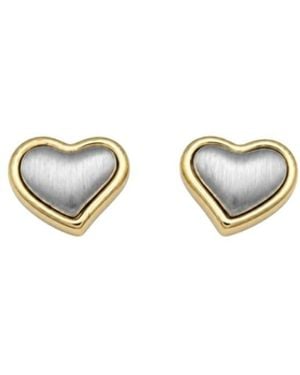 Uchi and Soto Kokoro Mixed Metal Heart Stud Earrings - White