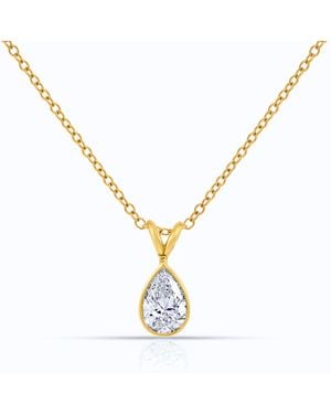 AVJD New York Solid Bezel Set Pear Lab Grown Diamond Once Carat Total Weight Pendant - Metallic