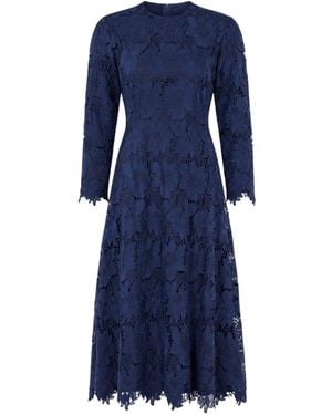 John Abgin Floral Lace Midi Dress - Blue