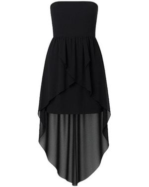 Conquista Strapless Sheer Layer High Low Dress - Black