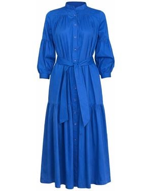 Conquista Button-Front Midi Shirt Dress With Belt - Blue