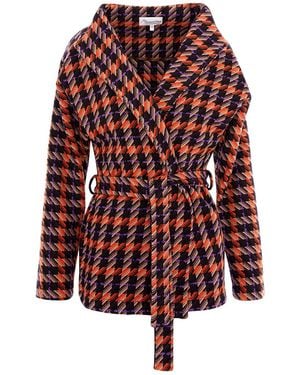 Couture De Marie Dakota Toned Checked Wool Short Jacket - Red