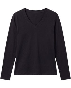 Brodie Cashmere Long Sleeve V Neck - Blue