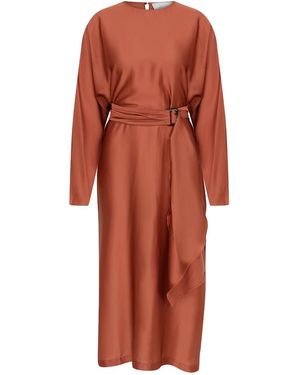 NAZLI CEREN Etienne Satin Dress - Red