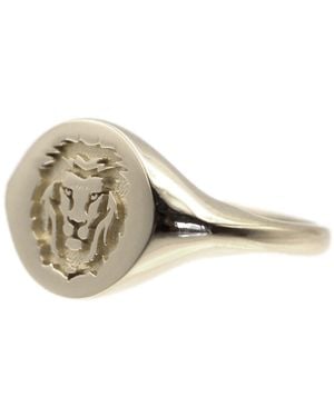 VicStoneNYC Fine Jewelry Lion Signet Solid Ring - Metallic