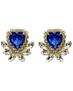Achala Handcrafted Neutrals Saphire Crystal Heart Earrings - Blue