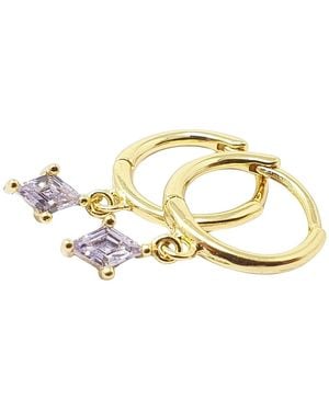 Sophelia Alexandrite June Birthstone Delicate Plated Dangle Hoops - Metallic