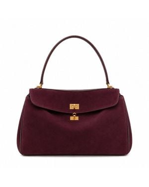 Harmain Leathers Ltd The Sophia Suede Top-Handle Bag – Burgundy - Purple