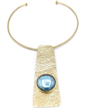Lala Salama Hammered Brass Choker - Metallic