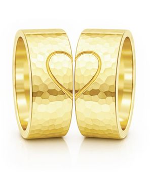 Unaloe Couple Heart Hammered Rings - Yellow