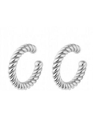 Spero London Twisted Sterling Ear Cuff No Piercing - Metallic