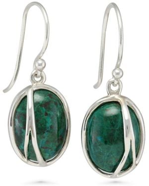 Isla Silver Chrysocolla Sterling Drop Earrings - Green