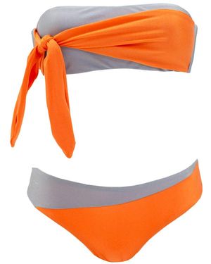Aulala Paris Twinkle Star Bi-colour Bandeau Bikini With Knot - Orange