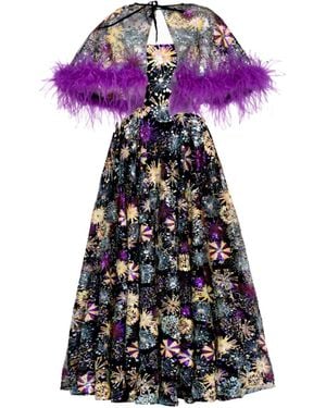 MATSOUR'I Sequined Embroidered Gown Adina Midi - Purple