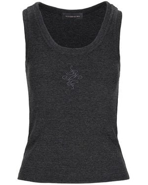 Mandragora Ribbed Cotton Dark Melange Tank Top Caro - Black
