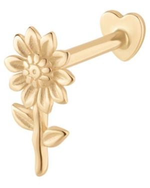 Vanhi 14K Solid Sunflower Flat Back Stud - Metallic