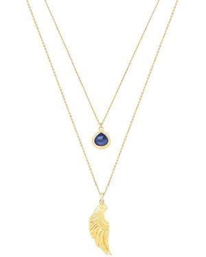 Seven Saints Archangel Michael Angel Of Protection Necklace, Lapis Lazuli, Over Sterling - Metallic