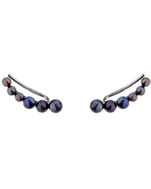 SALLY SKOUFIS Luna Ear Climber With Natural Pearl - Blue