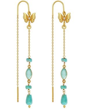 Karma and Luck Spirit's Ascent Butterfly Drop Earrings - Metallic