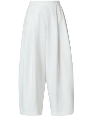 LIA ARAM Wrap-Around Cotton-Blend Trousers - White