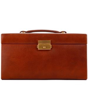 Time Resistance Cognac Leather Jewellery Box For - Red