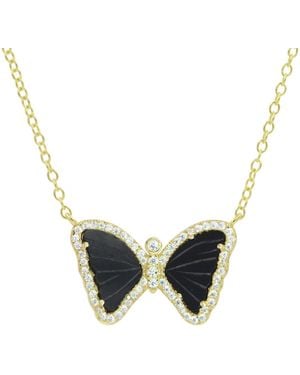 KAMARIA Mini Onyx Butterfly Necklace - Black