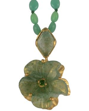 Emma Chapman Jewels The Rosa Strawberry Onyx Flower Pendant - Green