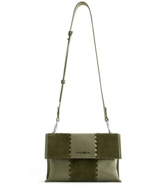 Orange Cube Square Stitch Messenger Bag - Green