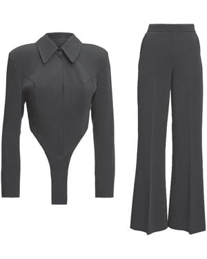BLUZAT Set With Body Shirt And Straight Pants - Black