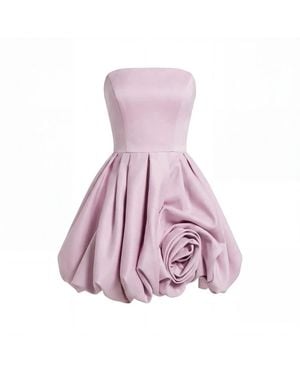 Mac Duggal Strapless Mini Dress With 3D Rose Detail - Purple