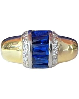 Black and Wild Sapphire Crystal Plated Ring - Blue