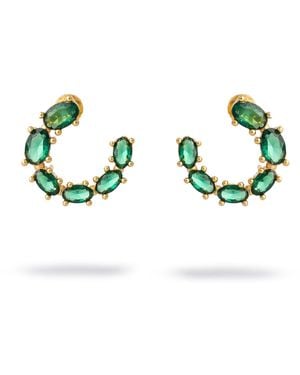 Ebru Jewelry Emerald Glow Stud Hoop Earrings - Green