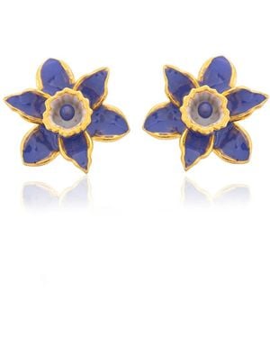 Milou Jewelry Very Peri Daffodil Flower Earrings - Blue