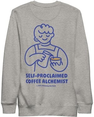 Anchor and Crew Heather Gustatory Coffee Alchemist Cotton Blend Embroidered Sweatshirt - Grey