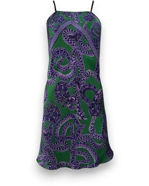 Monzlapur New York Silk Snake Scarf Dress - Blue