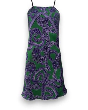 Monzlapur New York Silk Snake Scarf Dress - Blue